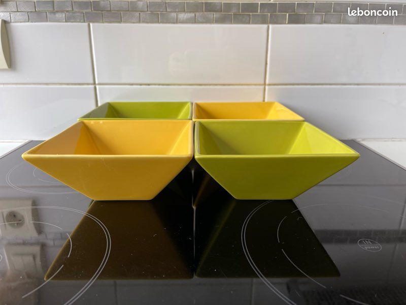 Bols carrés jaunes et verts 15 cm x 4 (image 5)