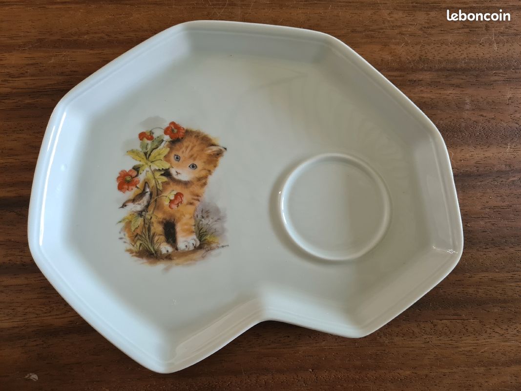 Tasse assiette chat porcelaine (image 3)