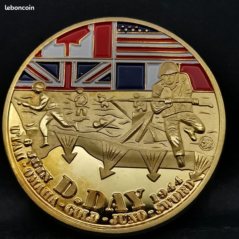 Moneta Commemorativa D-Day 1944 Placcata Oro 24K | Rara Edizione Seconda Guerra Mondiale