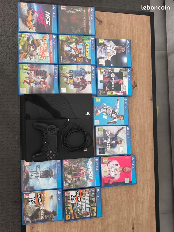 Console PS4 Slim + 15 jeux + câble d'alimentation+ 1 manette (image 2)