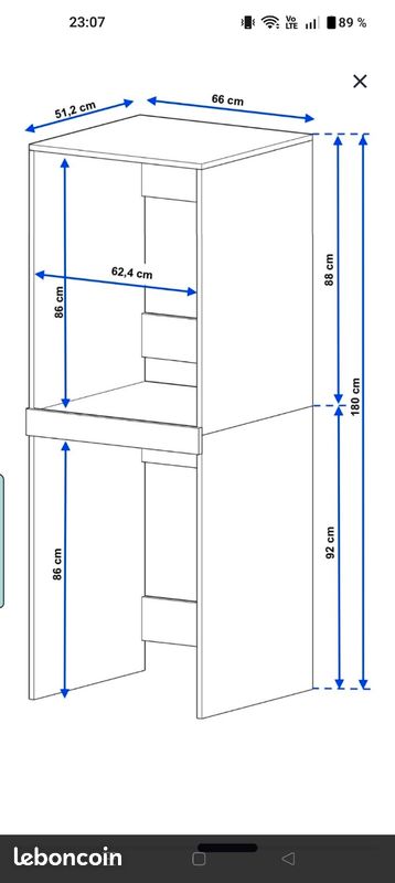 Meuble / armoire pour lave linge sèche linge 66/180/51cm (image 2)