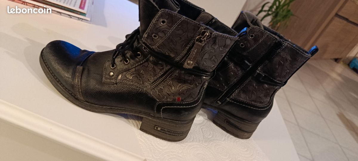 Bottines Mustang En Cuir Marron - Taille 38, Neuves Dans Leur Boîte - Talon Haut (+7 Cm)
