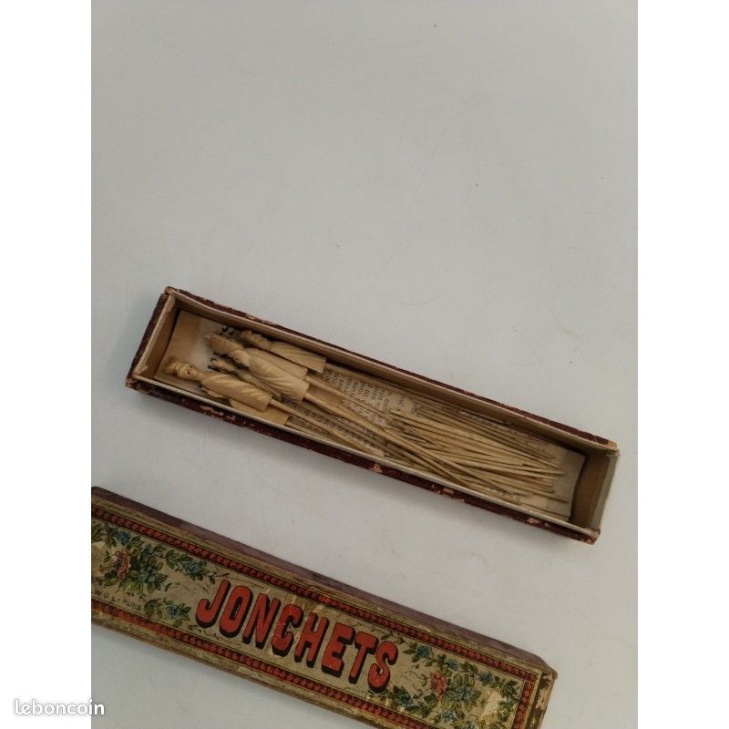 Ancien Jeu De Jonchets A.W.G Paris J.J.F En Os - Boîte D'origine - France