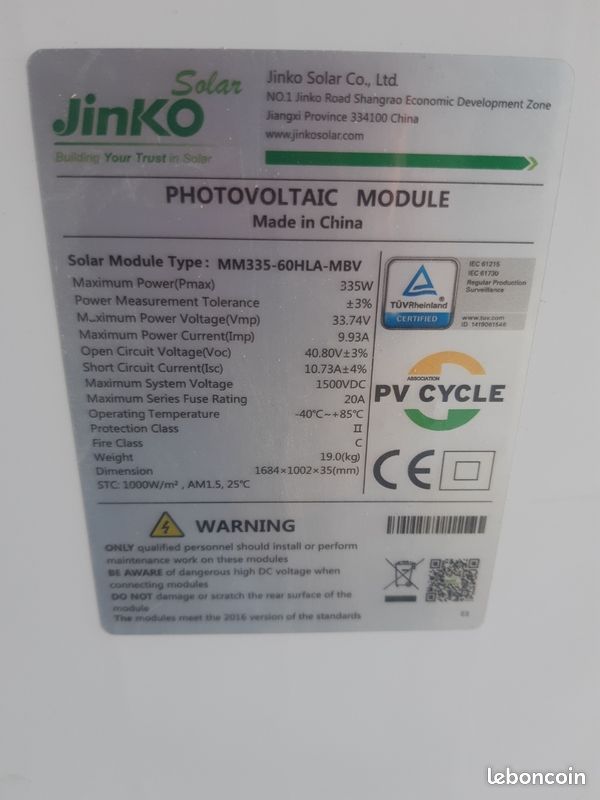 Panneau solaire Jinko solar (image 2)