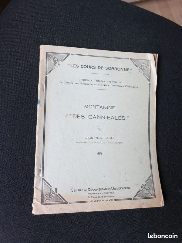 Les Cours De Sorbonne. Montaigne. Des Cannibales. 1942 (image 1)