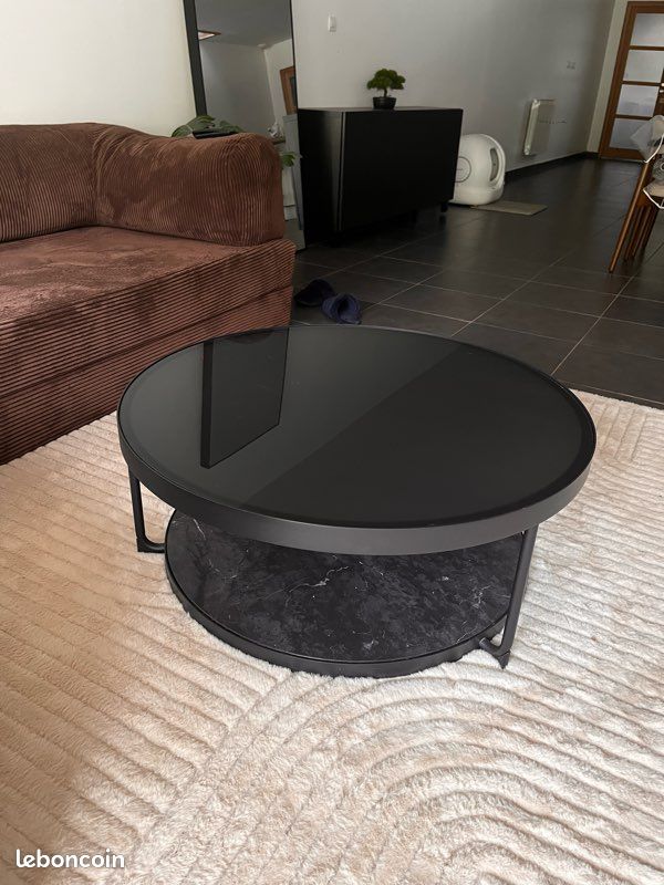 Table basse en verre avec plateau en marbre (image 4)