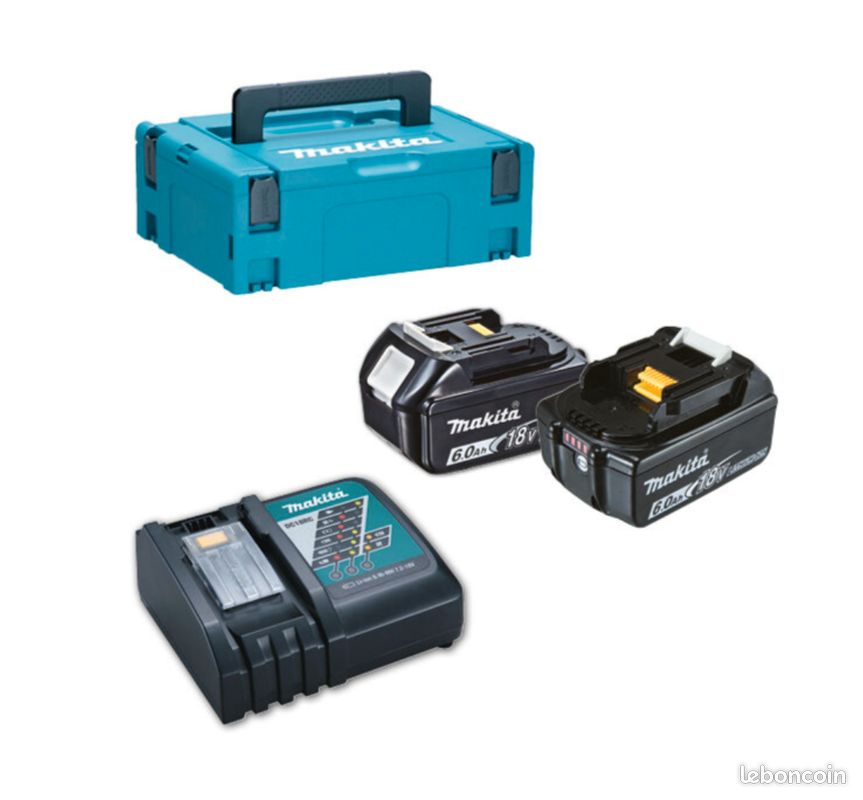 MAKITA Chargeur Rapide + 2 Batteries Li-Ion 18V avec Coffret 198116-4 Neuf (image 1)