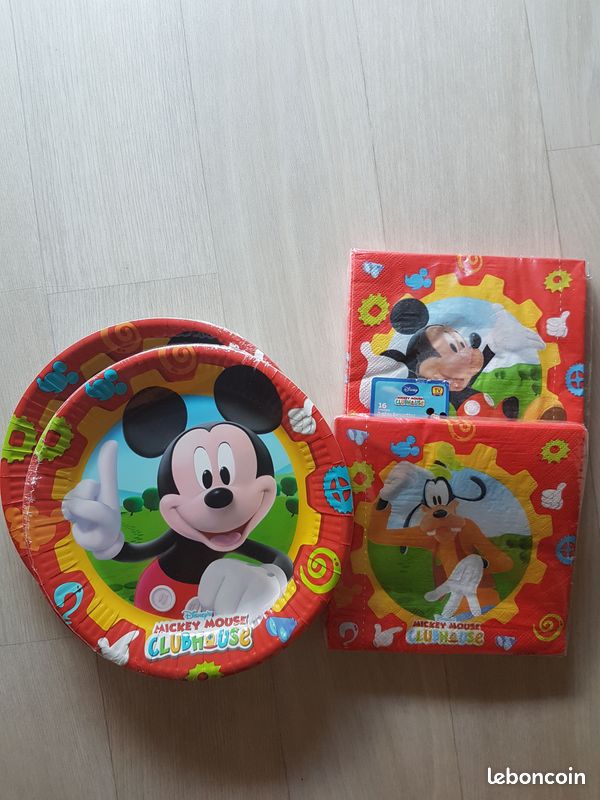 Assiettes carton + serviettes papier Mickey Disney (image 1)