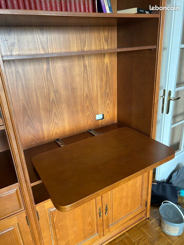 Meuble bibliothèque / meuble TV en bois – 2 éléments – plateau pivotant (image 4)
