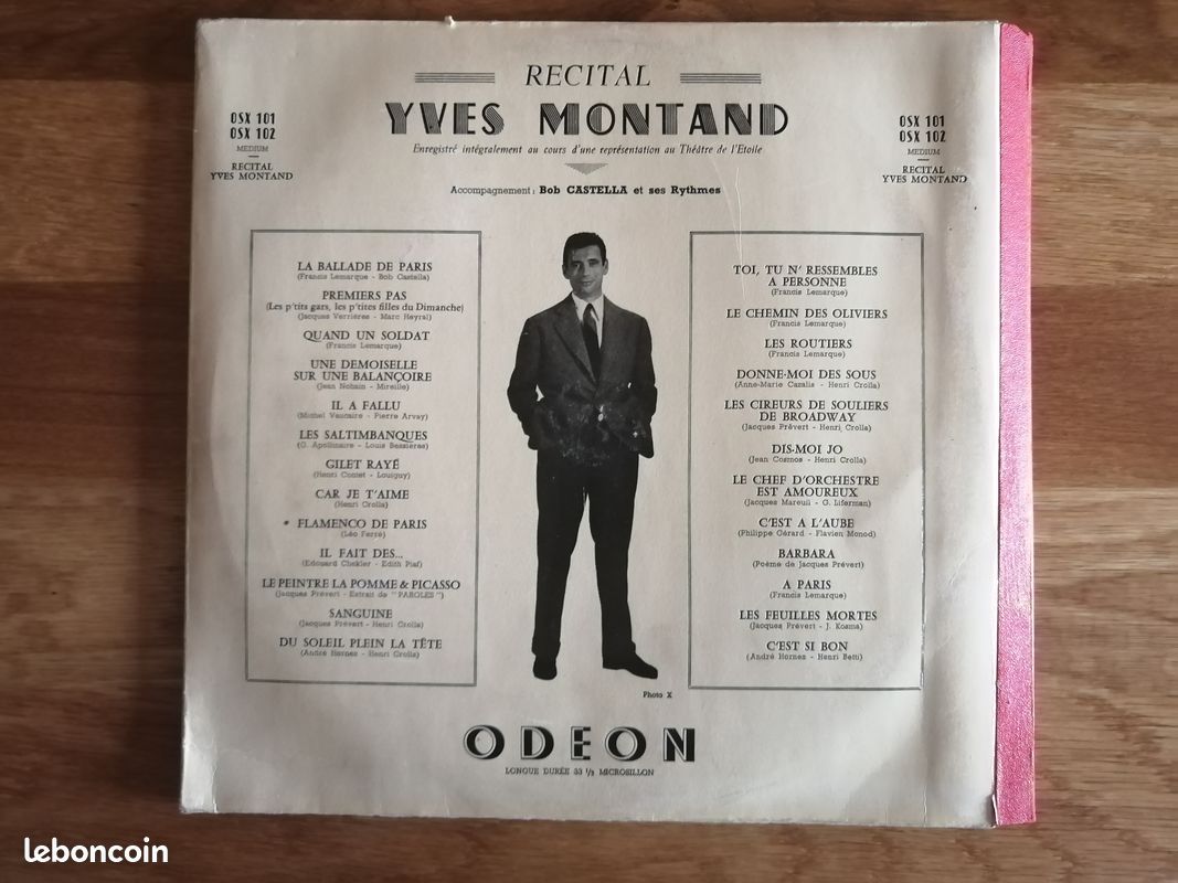Double album vinyle 33 tours - Yves Montand - Théâtre De L'Étoile Récital Yves Montand - 1954 (image 2)