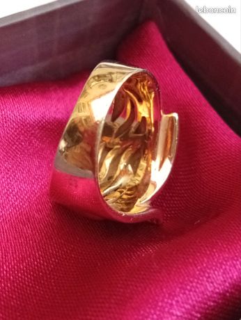Bague Vintage Plaquée Or - Taille 57 - Style Rétro Chic Pour Homme (Occasion)