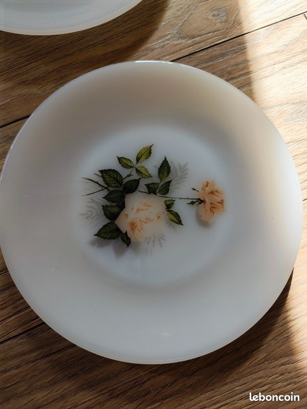 Lot De 6 Petites Assiettes Plates Arcopal France – Vintage, Diamètre 19,5 Cm, Motif Floral