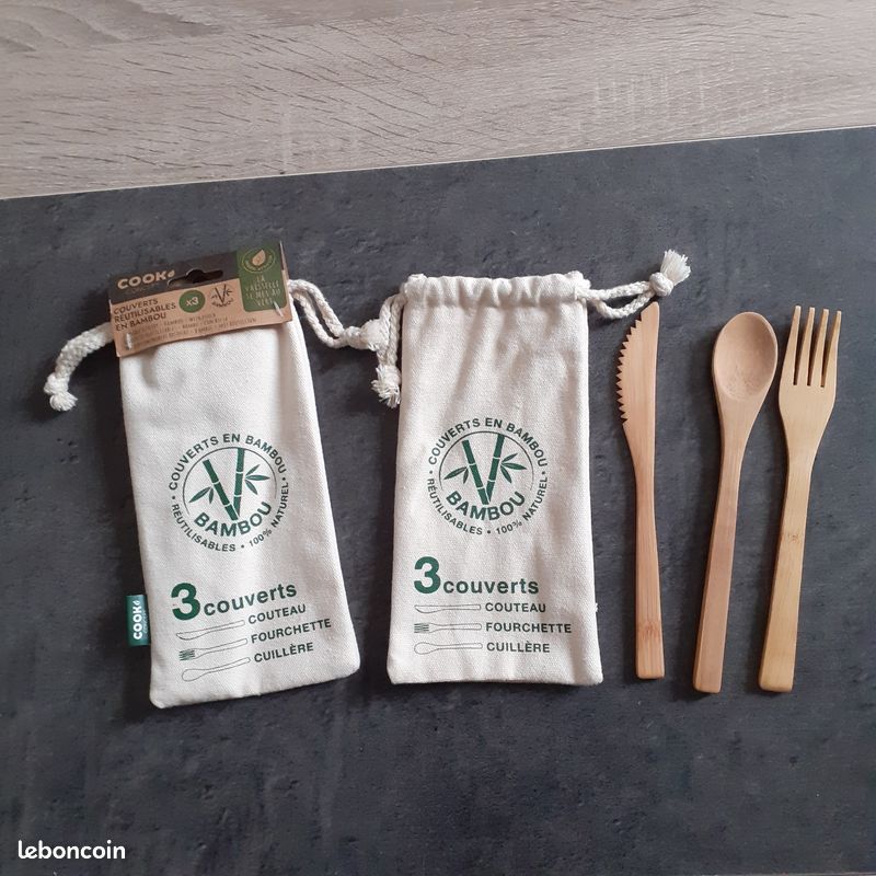 Lot de 2 sets de 3 couverts réutilisables en bambou COOK CONCEPT (image 1)