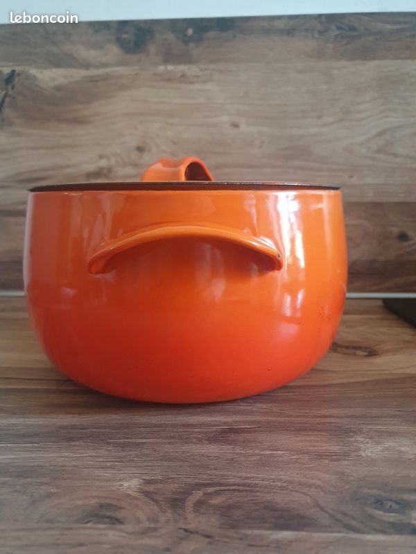 Petite Cocotte à Fondue En Fonte émaillée Orange – Vintage France