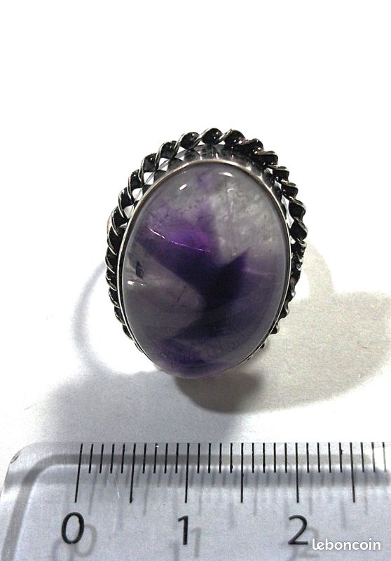 Bague améthyste plaqué argent 925 (image 12)