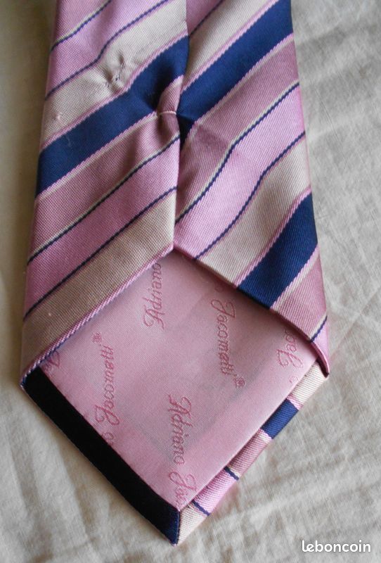 Cravate homme Adriano Jacometti rayée rose beige bleu, polyester (image 2)