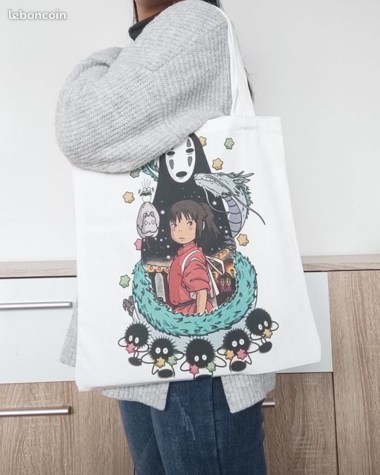 Tote bag blanc de Chihiro, sac double face de voyage de Chihiro de Hayao Miyazaki (image 8)