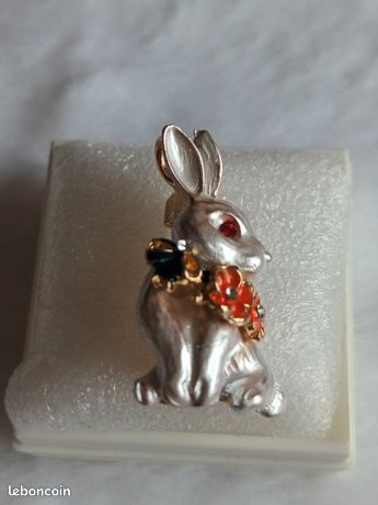 Superbe Pendentif Fleur Signé Cabotine De Grès Métal Doré
