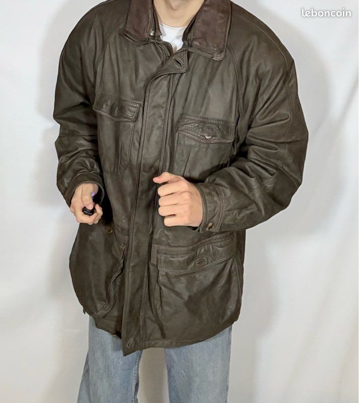 Marke Itallo Lederjacke Itallo Veste Itallo Vintage Y2K Cuir XL