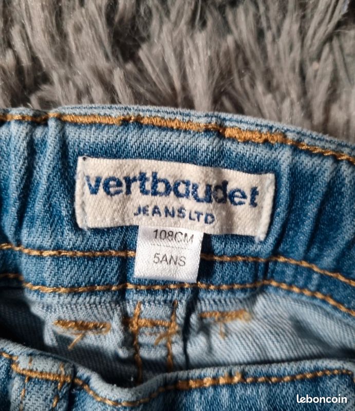 Jean bleu clair Vertbaudet 5 ans (108 cm) Taille réglable mixte (image 4)