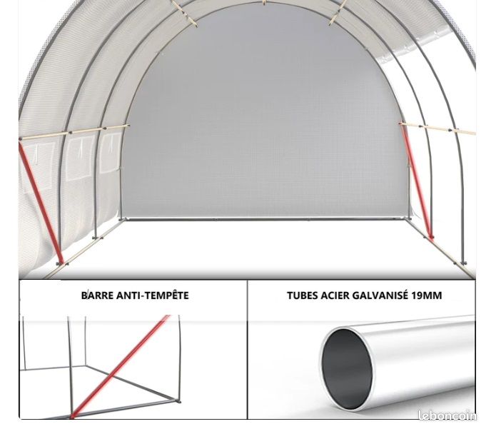 Serre de jardin Transparente 3x3x2m bâche relevable (image 4)