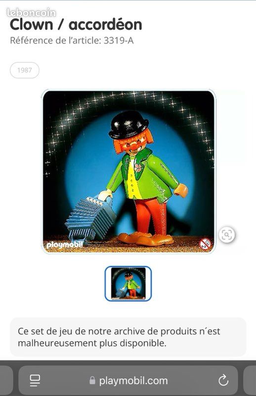 Set Playmobil Vintage 3319 - Cirque Avec Clown Vert, Accordéon, Chapiteau - Série 1987