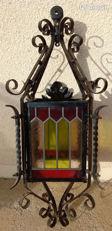 ANCIENNE LANTERNE MIROIR Style Louis Xv En Bronze Et Verre. EUR 5,00