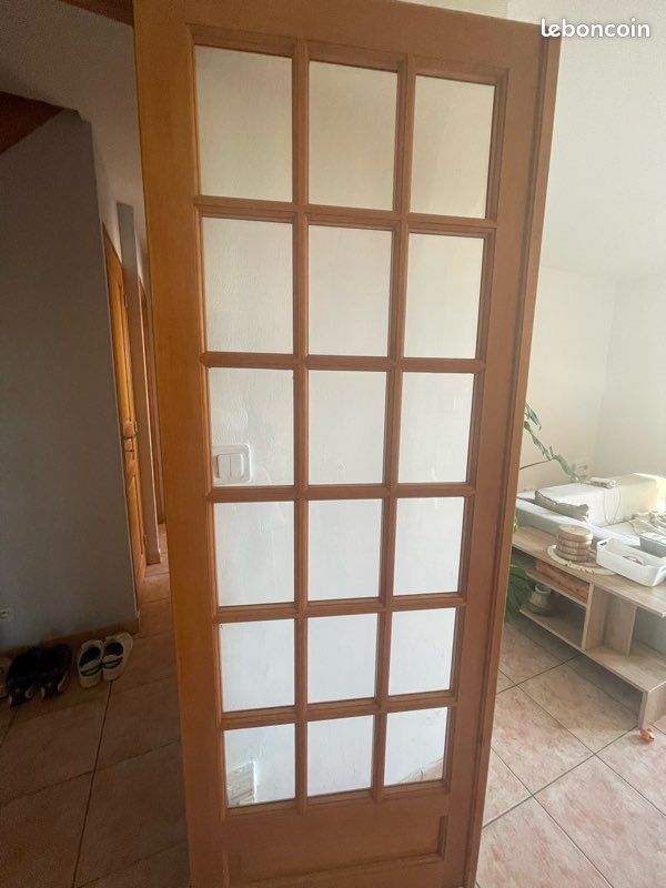 2 portes intérieures bois vitrées 15 carreaux (image 2)