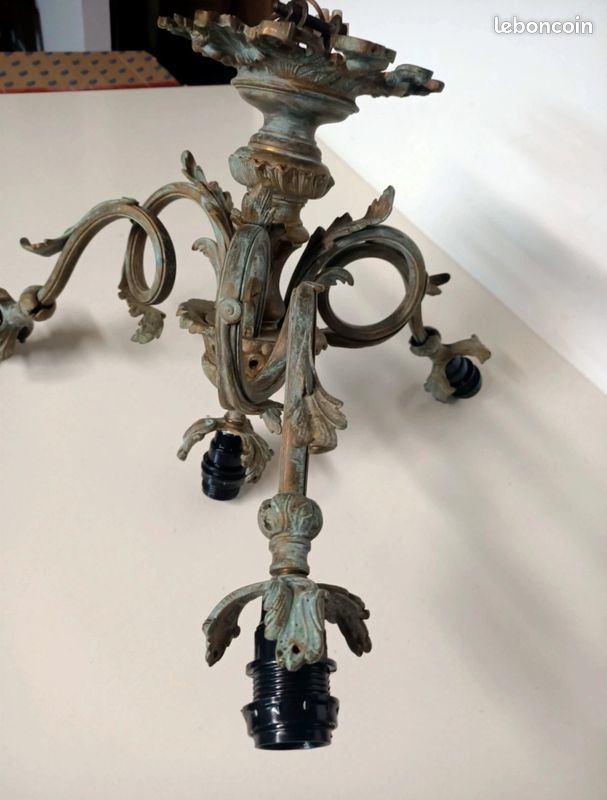 Lustre en bronze 3 bras 4 lumières (image 13)