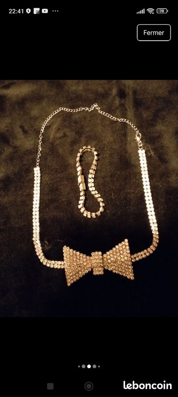 Idée cadeau 🎁Lot collier noeud papillon et d'un bracelet en strass (image 6)