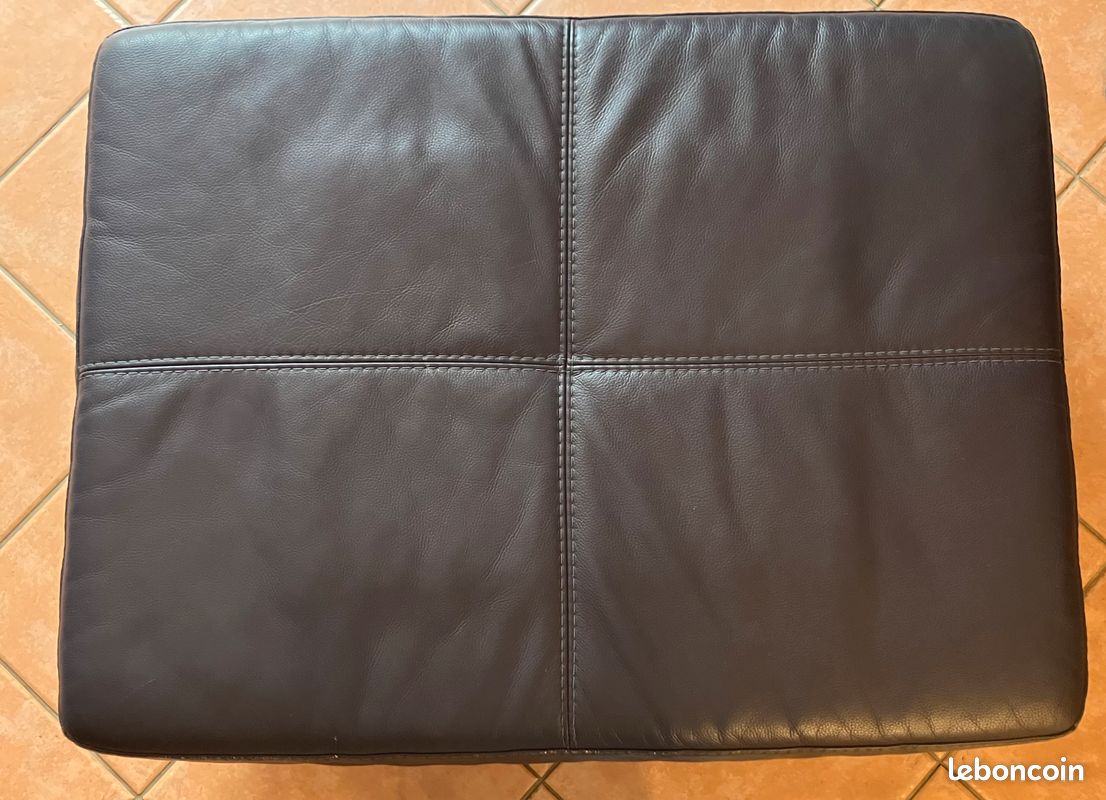Ensemble fauteuil et Pouf cuir Crozatier (image 4)