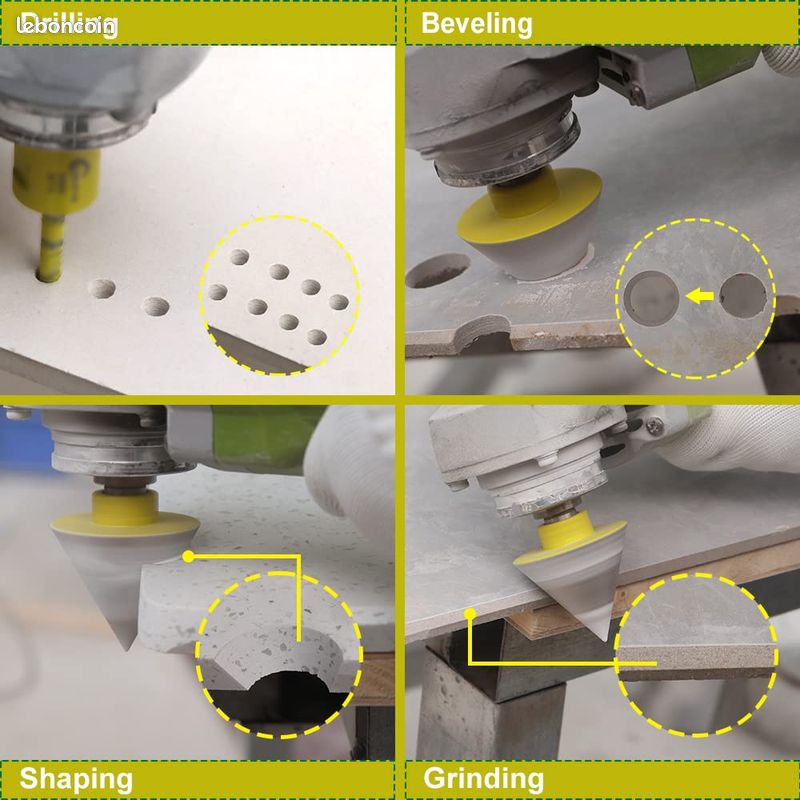 Foret Diamant Kit Trepan Carrelage - 9pcs (6/6/8/20/25/35/50mm+35mm Mèches de Chanfrein+Adaptateur) Scie Cloche pour Carrelage Céramique Porcelaine Marbre Granit M14 Filetage SANLEETEK (image 3)