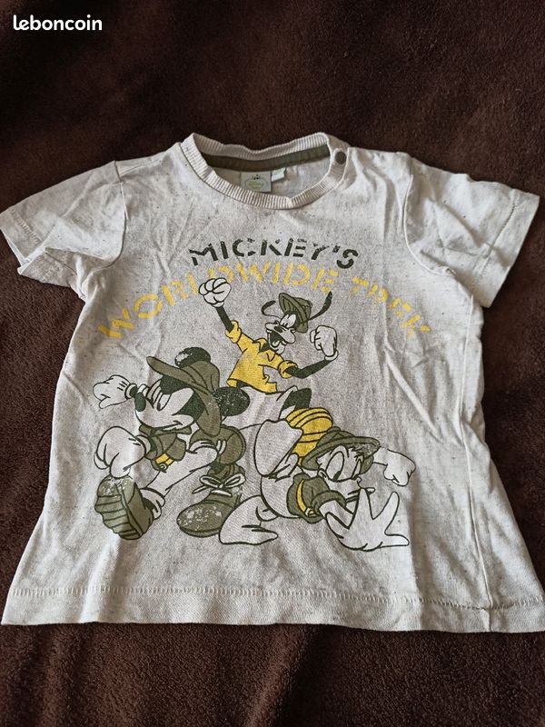 Tee-shirt manches courtes garçon 2 ans Mickey Disney (image 1)