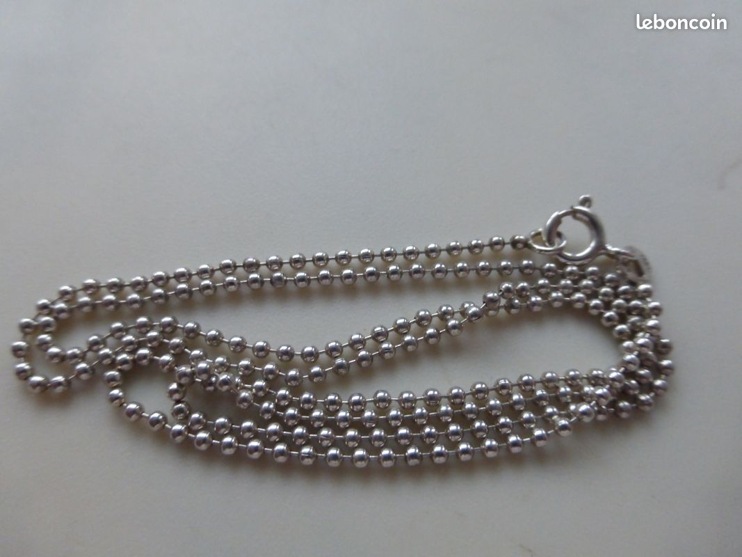 Chaîne Boule En Argent Massif 925 - Bijou Occasion, Déjà Porté - Style Intemporel