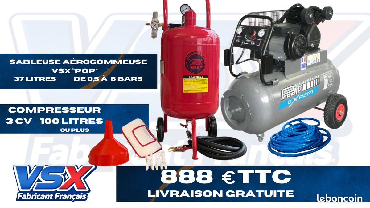 Pack aérogommeuse compresseur et tuyau de raccord Livraison gratuite (image 2)