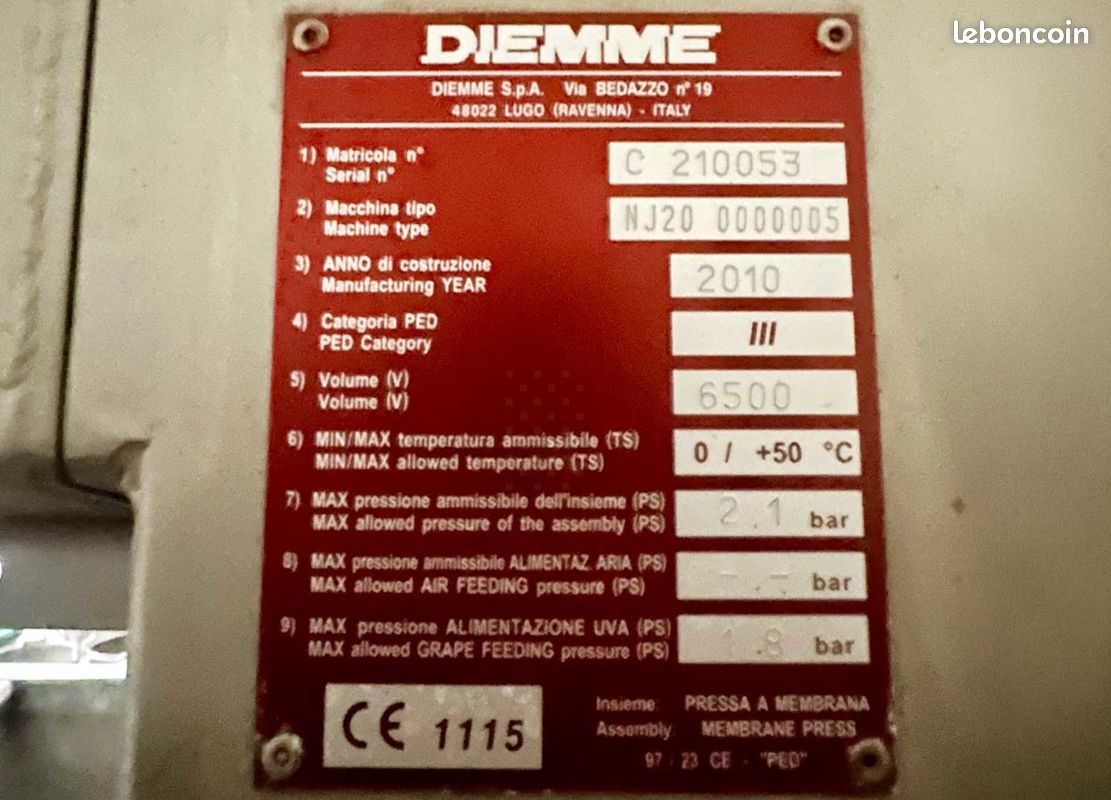 Diemme Pressoir pneumatique cage fermée - VELVET (image 5)