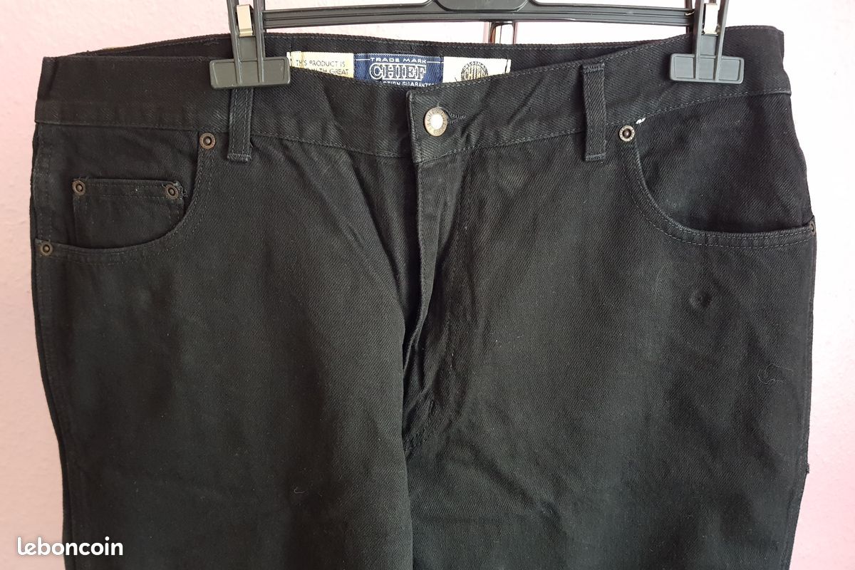 đJEANS Noir THE BASIC CHIEF â
T52 Designer NEUF Fermeture Ă©clair Ă Prix SacrifiĂ©sâïžâïžâïž (image 1)