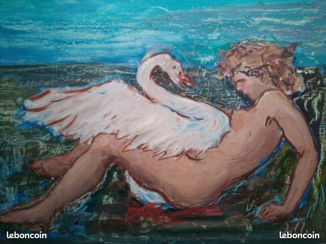 Tableau ancien Léda et le Cygne J A (image 1)