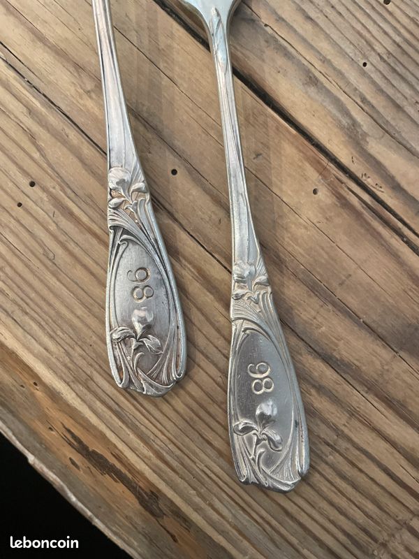 Couverts De Baptême Argent Plaqué Années 40 – Métal Blanc – Lot Avec écrin
