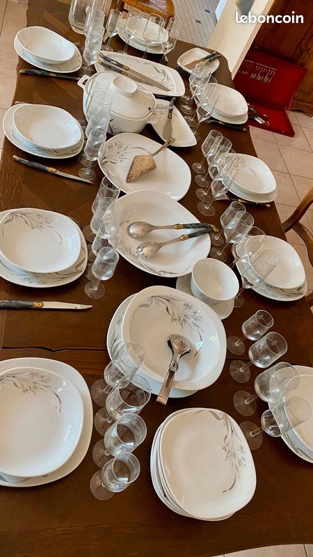 Service complet porcelaine 48 assiettes et 9 plats (image 1)