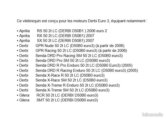 Vilebrequin Top Performances Euro 3 - Derbi Aprilia Gilera 50cc - Neuf Complet (image 5)