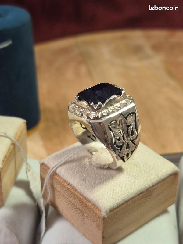 Bague En Argent 925 Sertie D'un Cristal Bleu Saphir – Taille 51, Neuve Sans Emballage