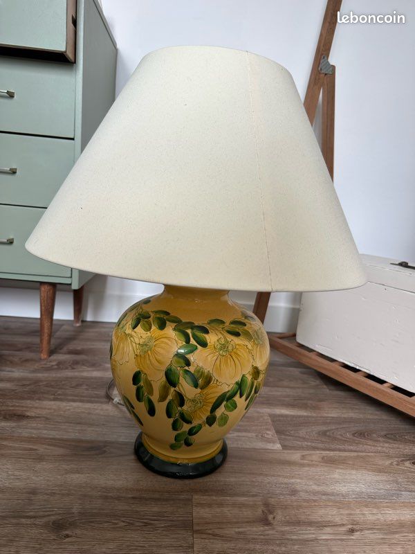 Lampe Céramique Cloisonnée Ida Bellini Signée Motif Floral