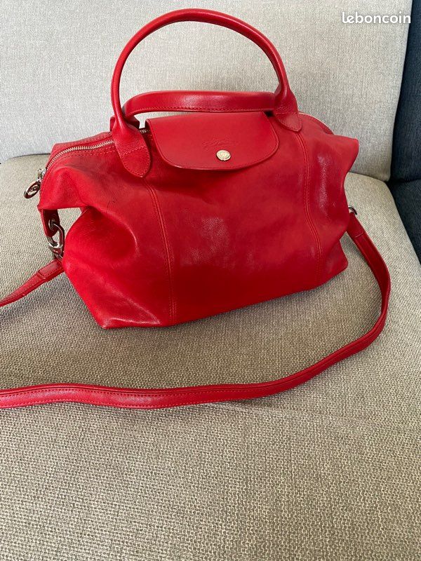 Sac pliage longchamp cuir rouge (image 3)