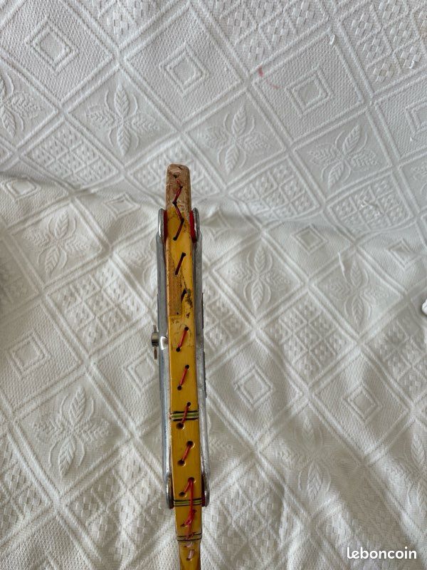 Vintage 1950 Raquette tennis bois GAUTHIER OVERCOME Housse