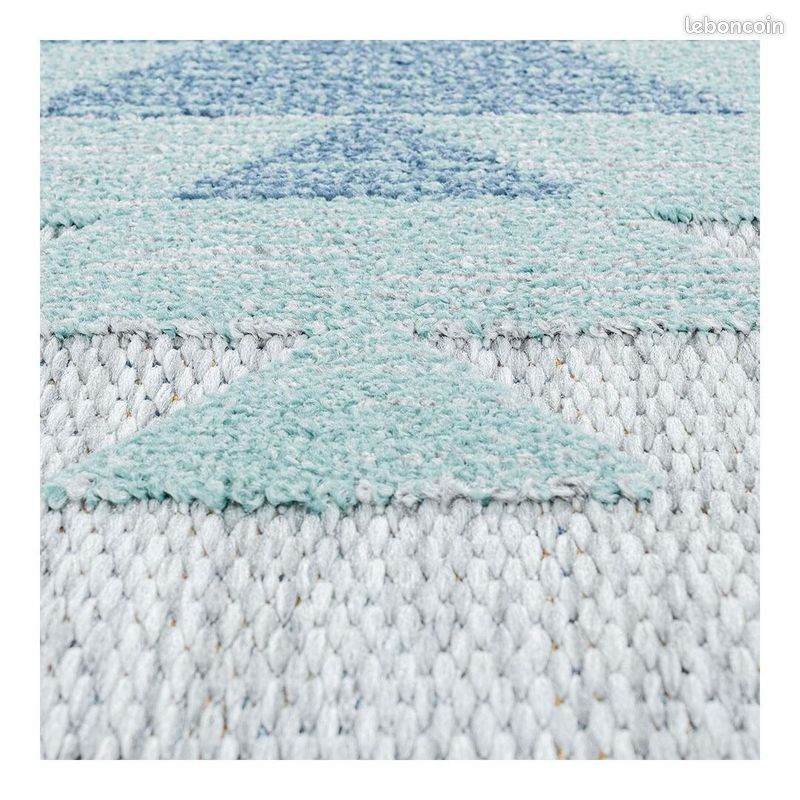 Tapis bleu extérieur et intérieur kilim Taro Bleu 80x250 (image 6)