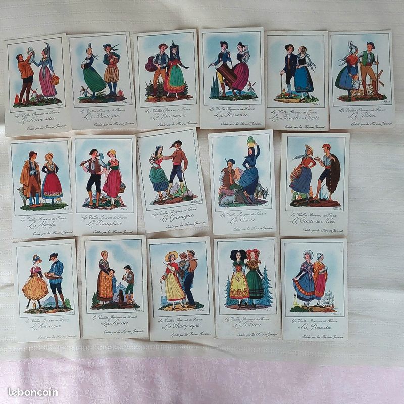 Ancien Jeu De 54 Cartes Belote Folklorique : Provinces De France Au Coq