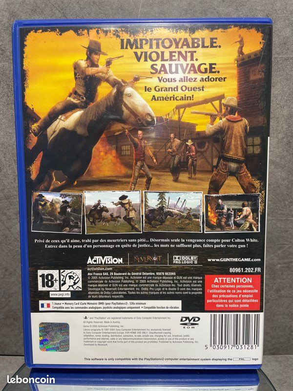 Gun Playstation 2 Ps2 Fra Complet LIVRAISON GRATUITE