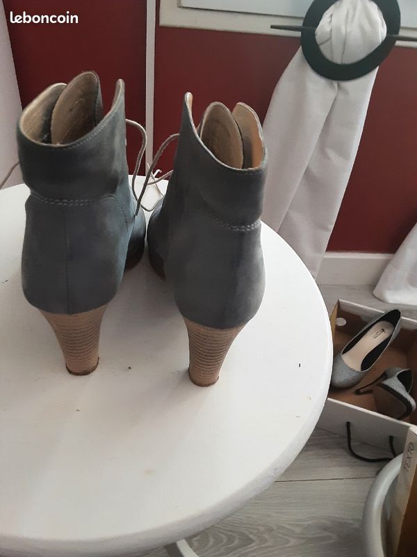 Bottines taille 38 daim bleu/gris (image 4)