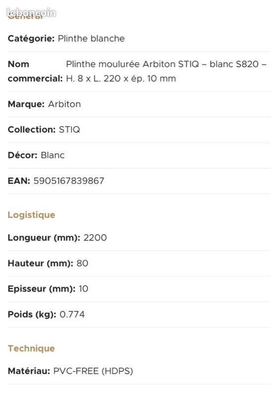Plinthe blanche moulure pvc neuves (image 3)